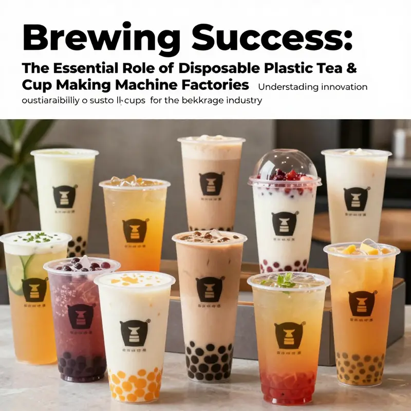 An array of disposable plastic tea cups in different colors and designs for the beverage market.