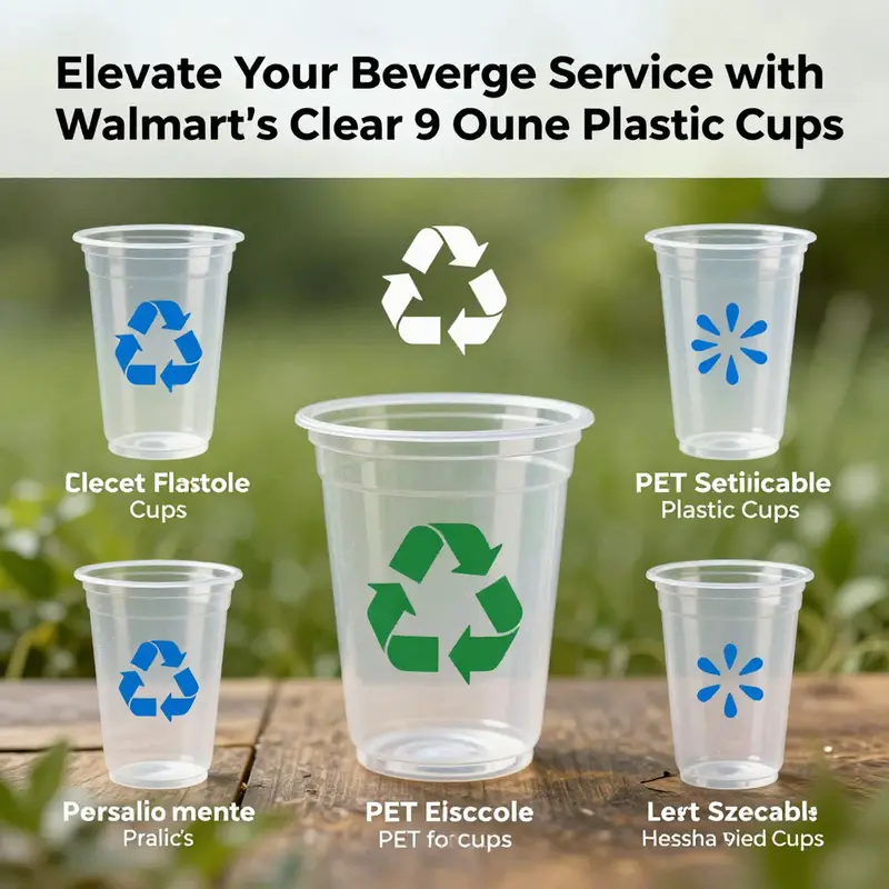 A variety of Walmart’s clear 9-ounce plastic cups, highlighting the top options available for businesses.
