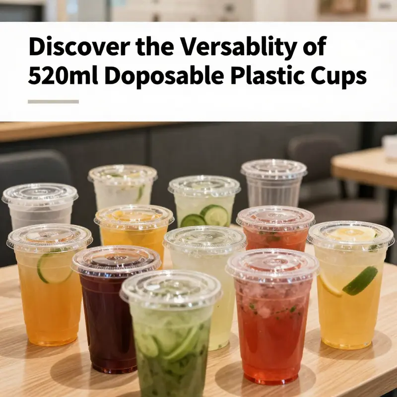 A variety of 520ml cups showcasing their applications in serving hot and cold drinks.