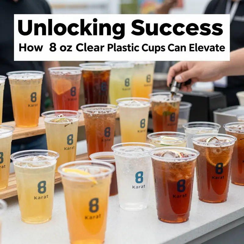 High-quality Karat 8 oz clear plastic cups designed for durability and presentation.