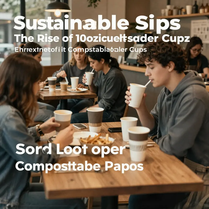 10oz compostable paper cups made from eco-friendly materials, demonstrating their sustainable composition.