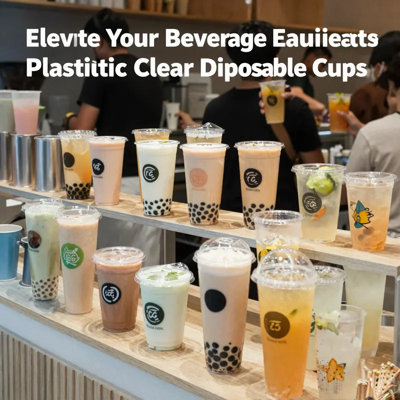 Different types of plastic clear disposable cups made from PP and PLA, showcasing their characteristics.