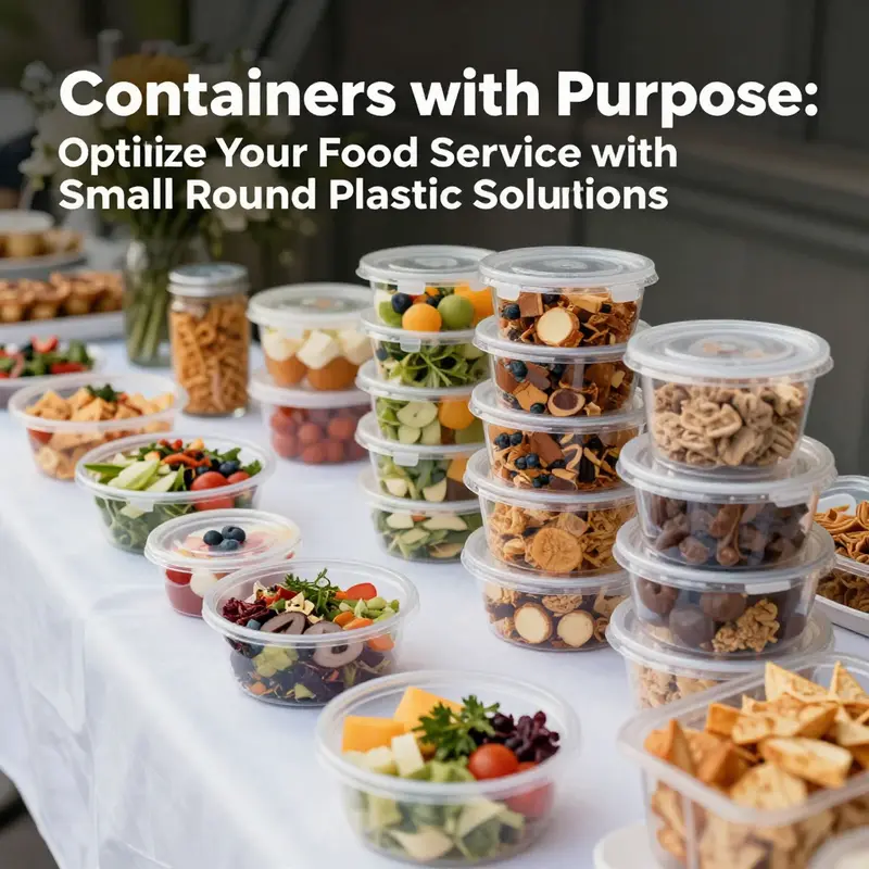 Diverse styles of small round plastic food containers adapted for various culinary needs.