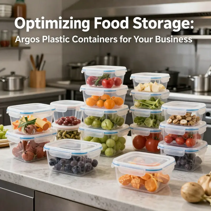 An array of Argos plastic food storage containers showcasing their versatility and appeal for food service businesses.