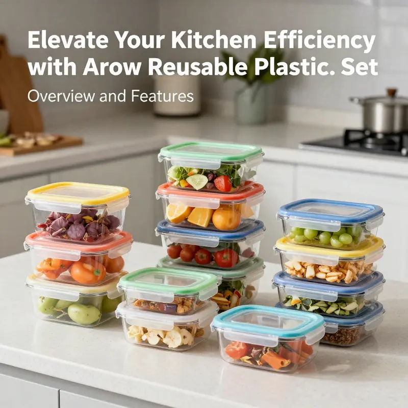 Arrow Reusable Plastic Food Storage Containers displayed in a kitchen, highlighting their durability and versatility.