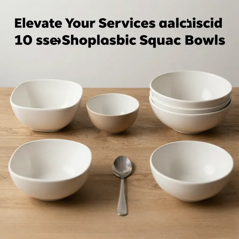 Overview of BalsaCircle’s 10 pcs disposable plastic square bowls featuring their elegant design.