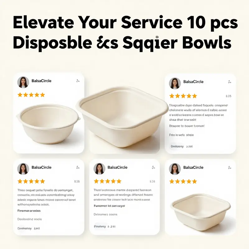 Overview of BalsaCircle’s 10 pcs disposable plastic square bowls featuring their elegant design.
