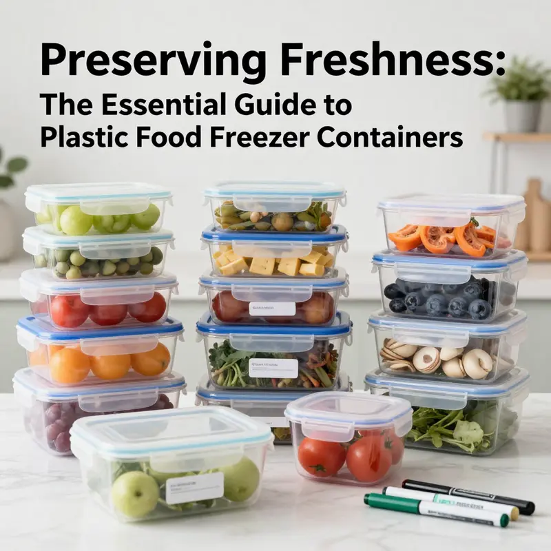 An assortment of freezer-safe plastic containers showcasing their durability and organization in a commercial kitchen.