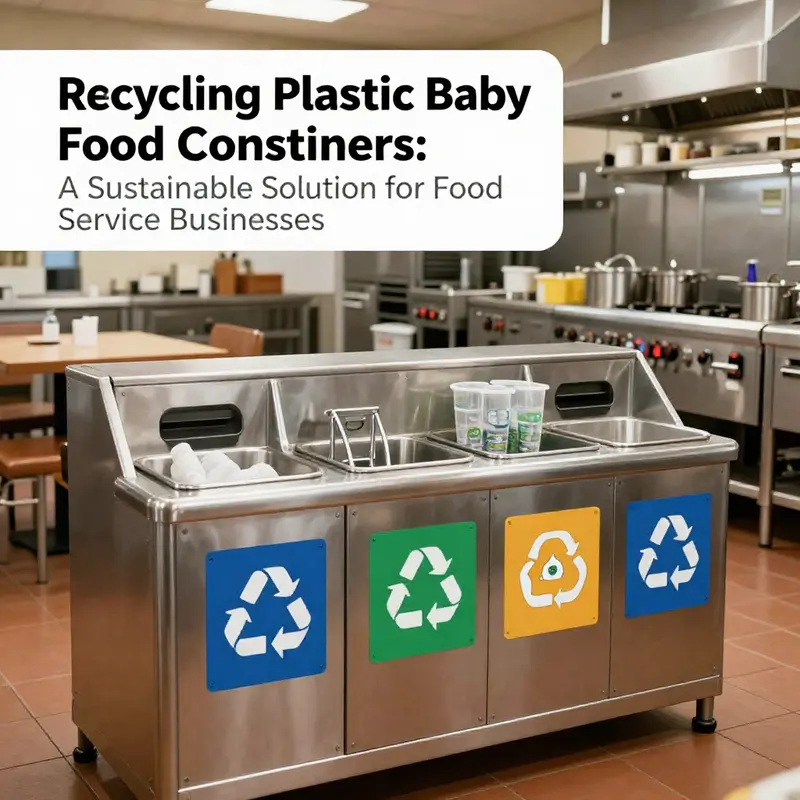Infographic depicting the recycling journey of plastic baby food containers.