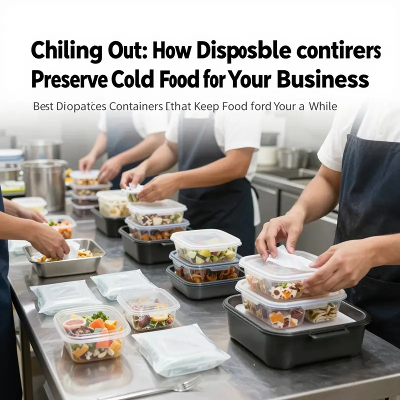 An array of eco-friendly disposable containers that showcase sustainable packaging options for cold food and beverages.