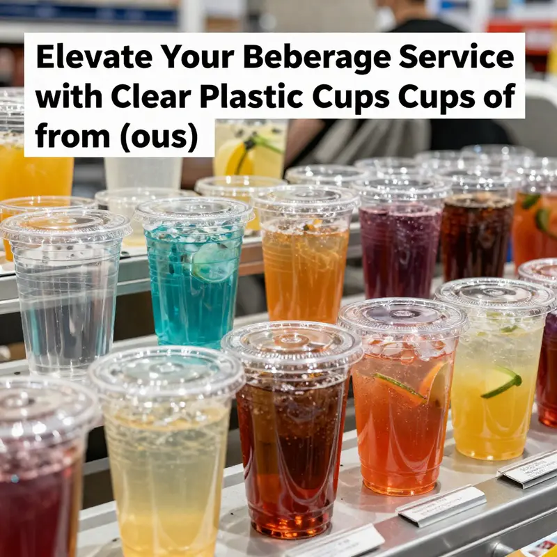 A lively display of beverages in clear plastic cups, capturing the essence of beverage service success.