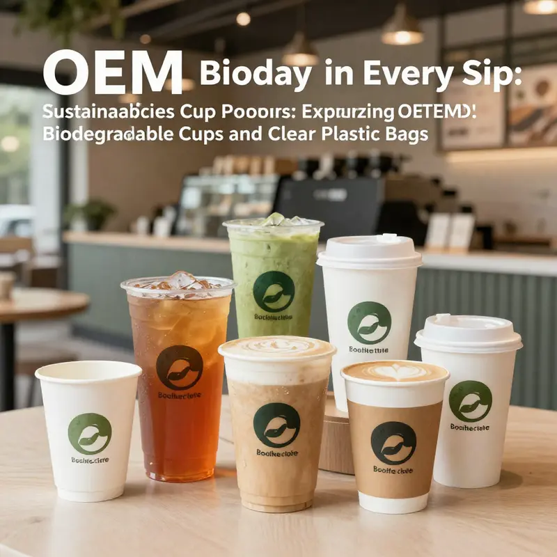 Various biodegradable clear plastic bags designed for food packaging and retail shopping.