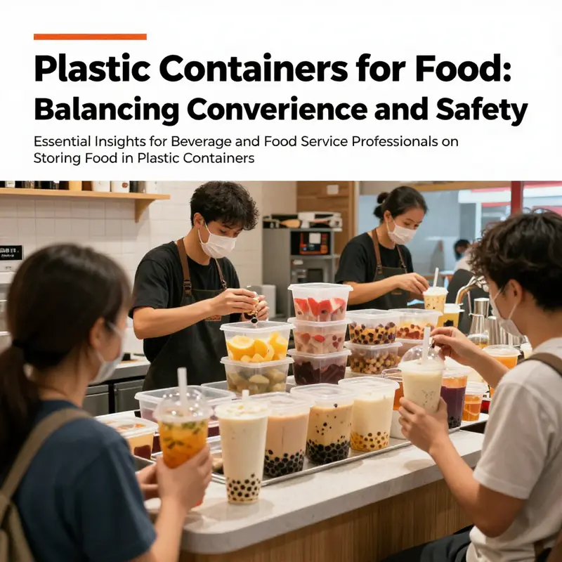 Staff serving customers in a busy bubble tea shop, highlighting the use of plastic containers for food storage.