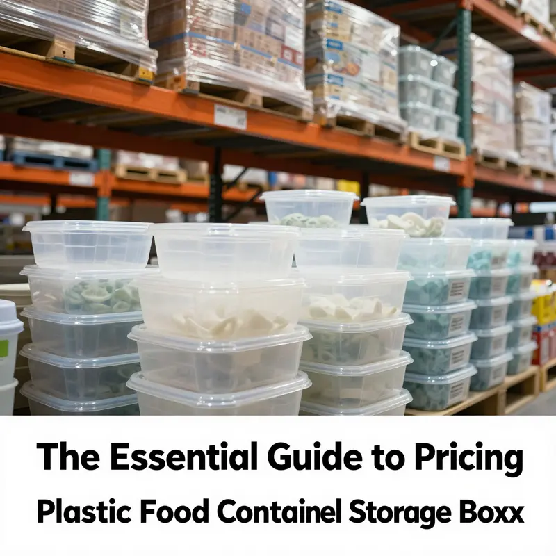An infographic illustrating the pricing structure of plastic food container storage boxes.