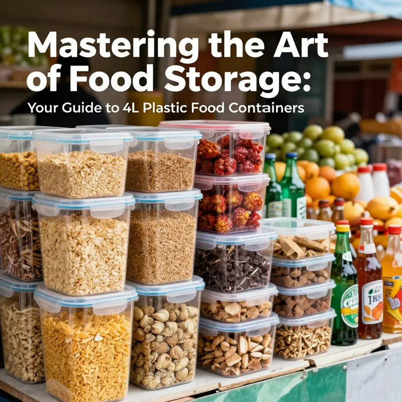 Showing the durable and safe material of a 4L plastic food container.