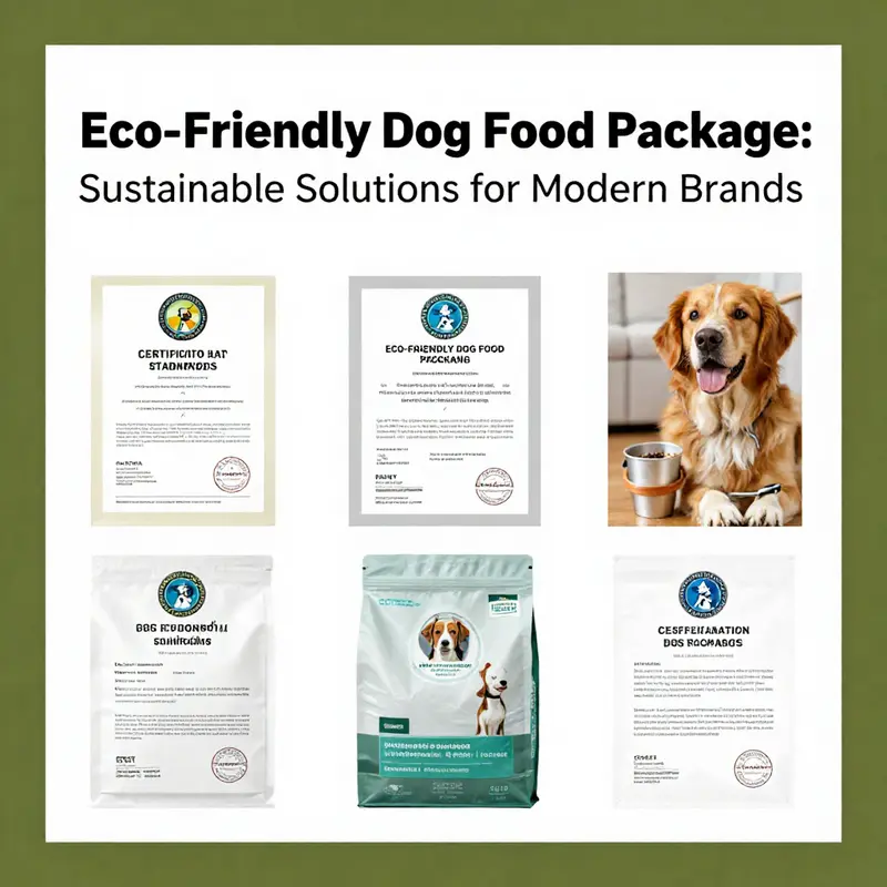 Diverse eco-friendly dog food packaging solutions that combine functionality with sustainability.