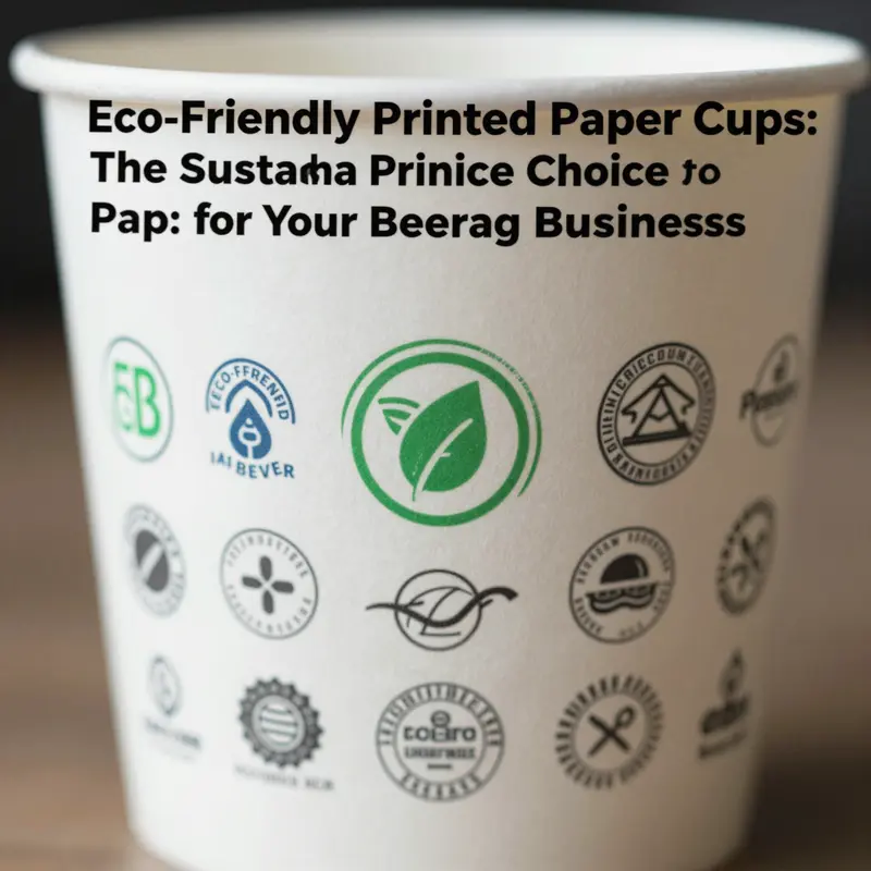 Eco-friendly printed paper cups surrounded by greenery, illustrating their role in sustainability.