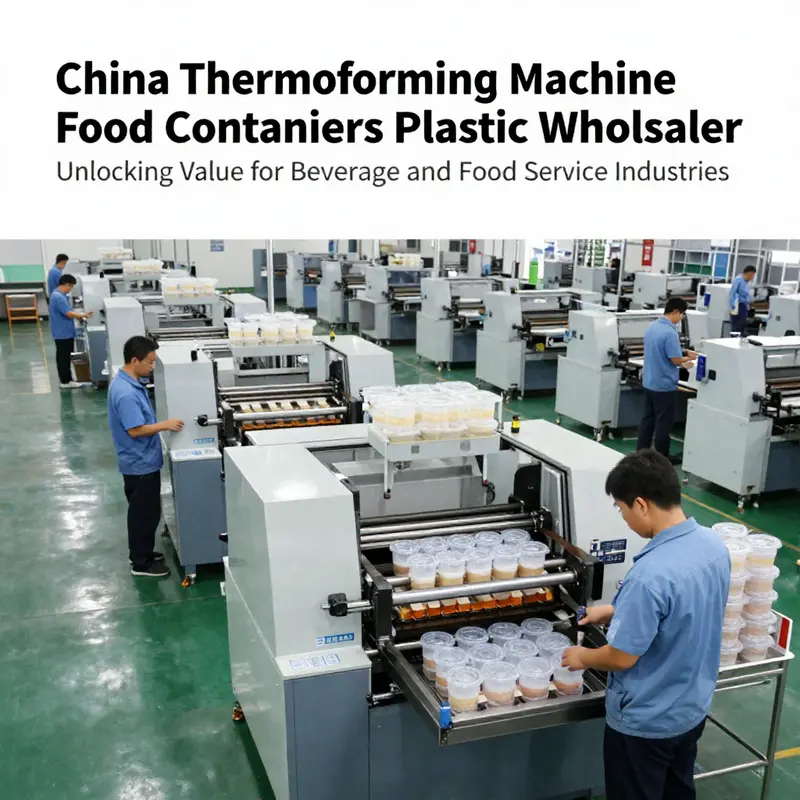 A modern Chinese factory producing plastic food containers using advanced thermoforming machines for wholesalers worldwide.