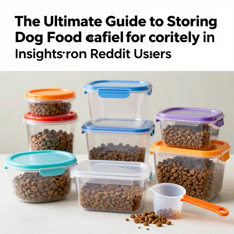 An organized pantry illustrates best practices in storing dog food securely in plastic containers.