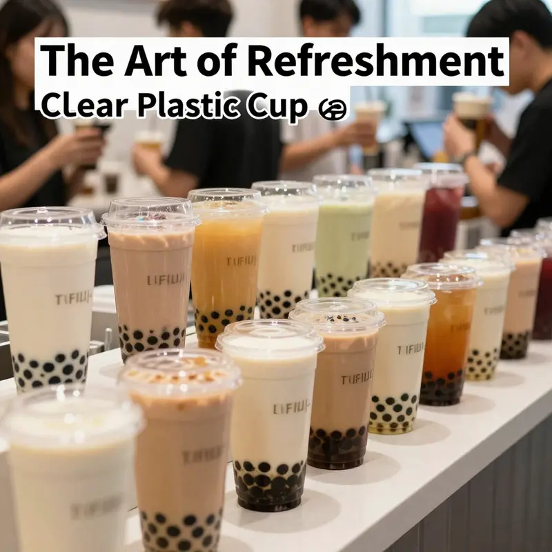 An up-close look at a clear plastic cup with a dome cap, showcasing its appealing design and vibrant beverage.