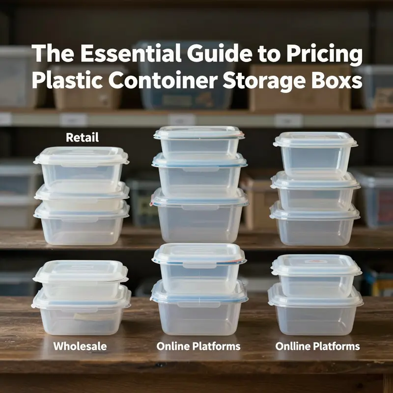 An infographic illustrating the pricing structure of plastic food container storage boxes.