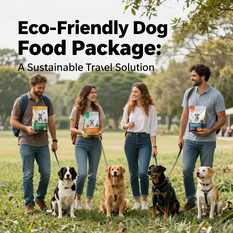Innovative eco-friendly dog food packaging solutions designed for sustainability and travel convenience.