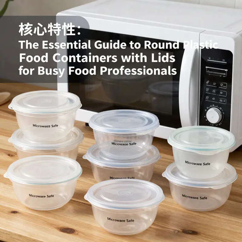 A selection of microwave-safe round plastic food containers showcasing their key material properties.