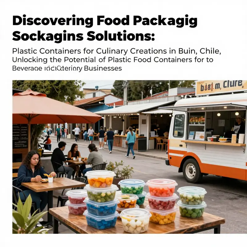 A panoramic view of Buin, Chile, highlighting its vibrant food scene with a variety of food establishments using plastic containers.