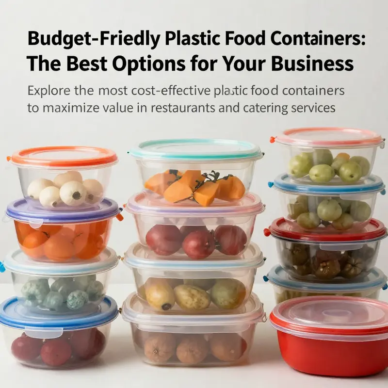 A colorful assembly of budget-friendly plastic food containers highlighting their practical use in food services.