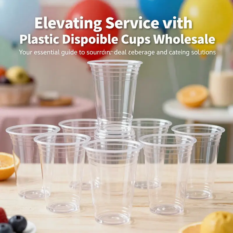 Eye-catching arrangement of clear plastic disposable cups representing their versatility.