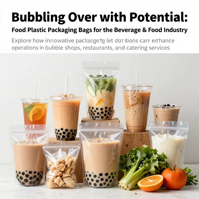 An assortment of food plastic packaging bags with various food items emphasizing their diverse uses.