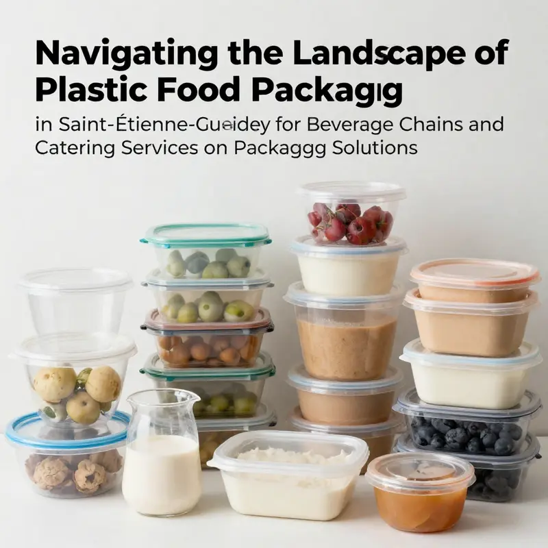 A variety of food packaging containers including plastic and eco-friendly options displayed together.