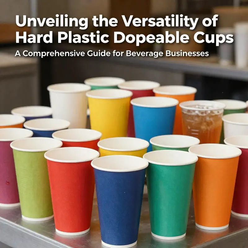 Colorful hard plastic disposable cups arranged appealingly in a vivid beverage setting to emphasize their versatility.