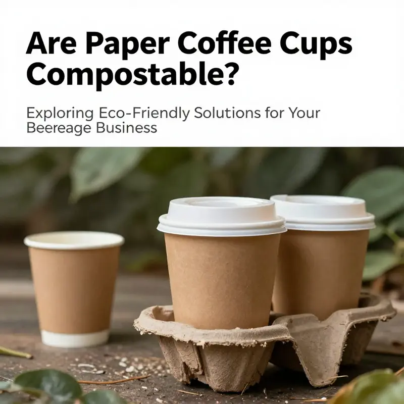 A photograph showcasing paper coffee cups set against a lush, green backdrop, symbolizing sustainability.
