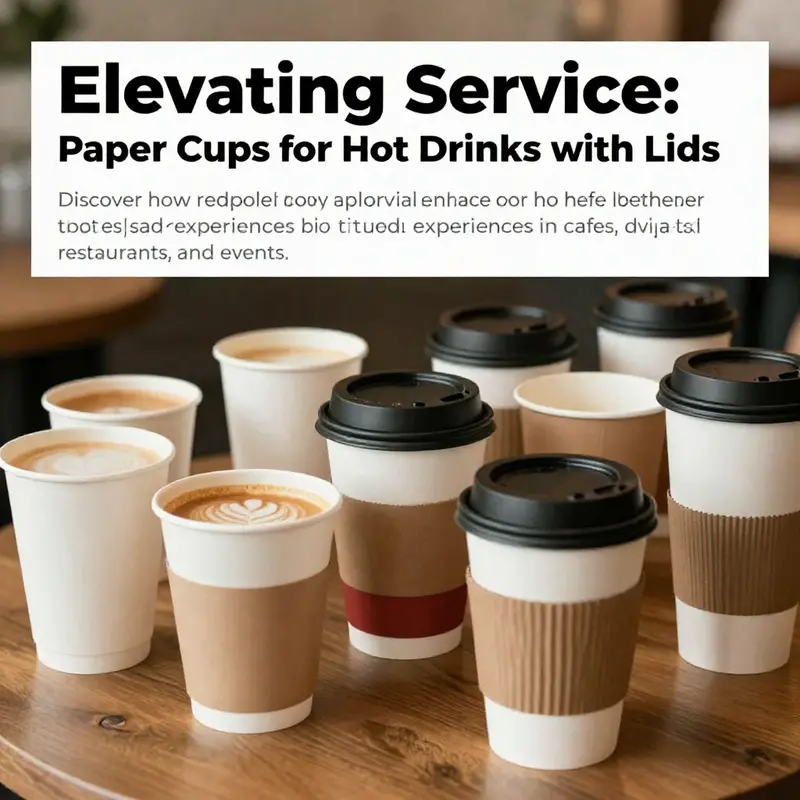 A visually appealing arrangement of paper cups for hot drinks in a café setting, showcasing their eco-friendly designs.