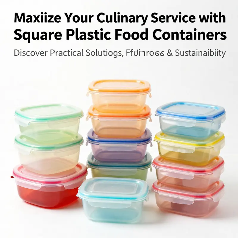An assortment of vibrant plastic square food containers with lids artistically arranged, representing their diverse culinary applications.