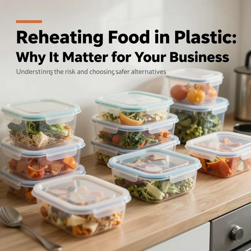 A vibrant kitchen prepared for reheating food, featuring multiple safe container options.