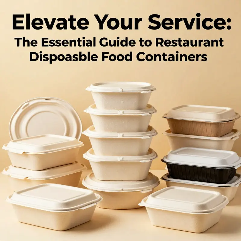 A variety of restaurant disposable food containers artistically arranged to illustrate their functionality and elegance.