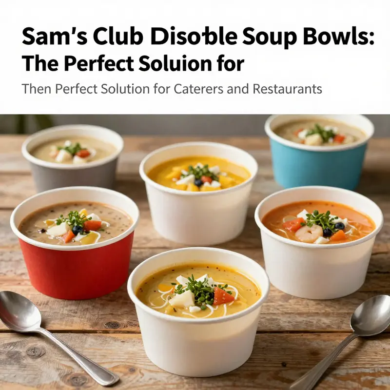 An appealing display of assorted disposable soup bowls with various soups, emphasizing their role in service enhancement.