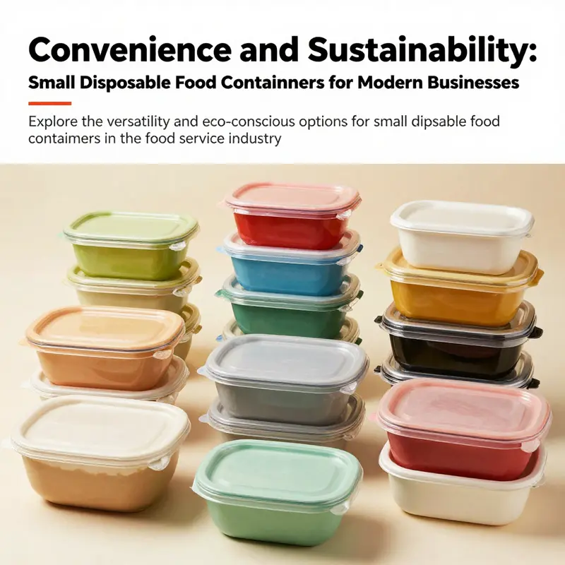 A colorful assortment of small disposable food containers showcasing different materials and designs.