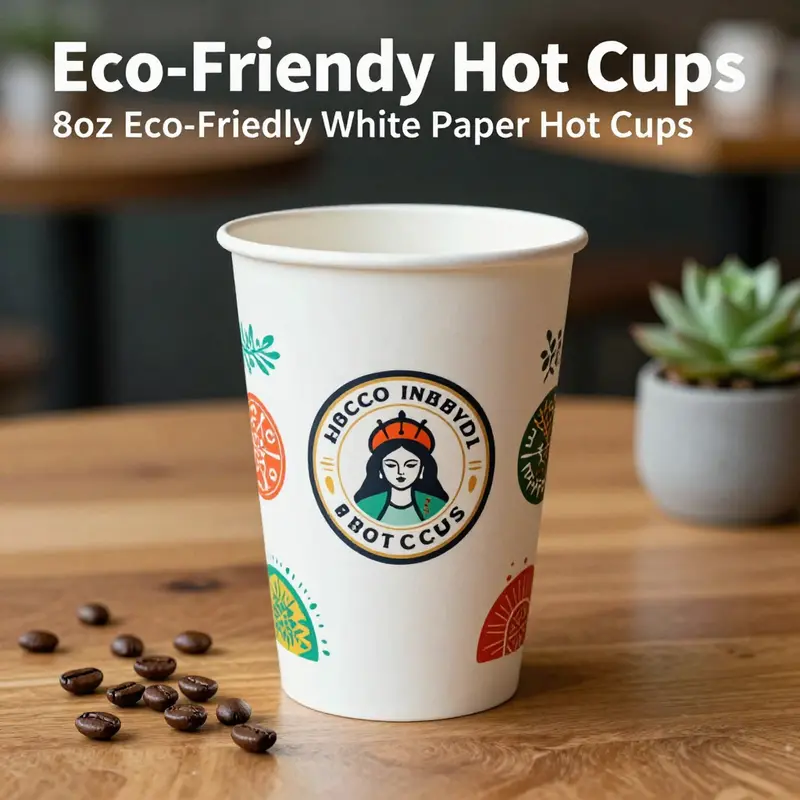 Vibrant custom designs on eco-friendly hot cups enhance branding for beverage businesses.