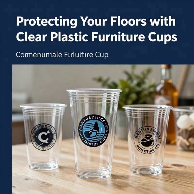 Clear plastic furniture cups in action, protecting floors from scratches in a modern cafe.