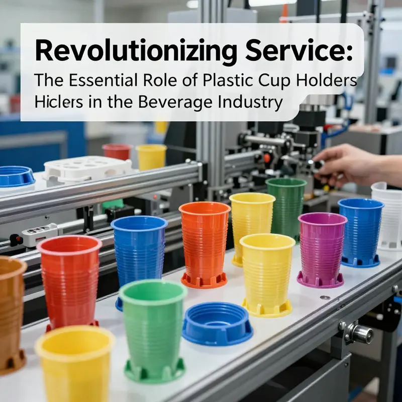 Functional designs of plastic cup holders optimizing space and hygiene in beverage settings.