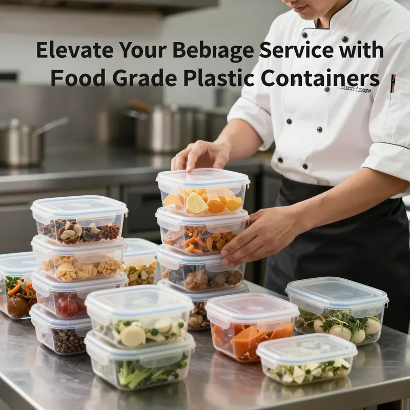 An assortment of plastic food-grade containers, highlighting key features such as durability and safe materials.