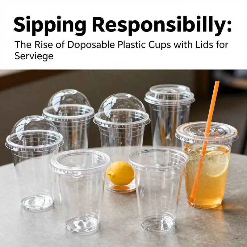 An informative display of the materials used in disposable plastic cups, highlighting PET and PLA options.