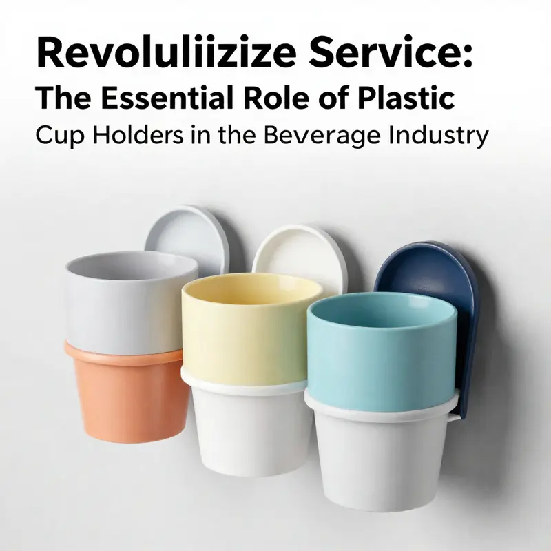 Functional designs of plastic cup holders optimizing space and hygiene in beverage settings.