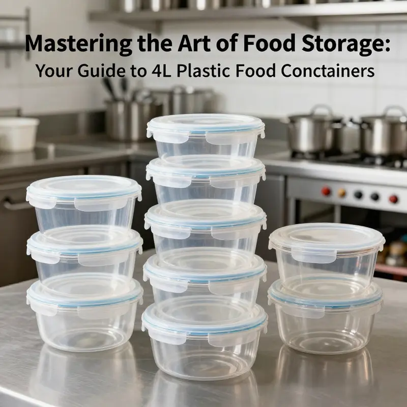 Showing the durable and safe material of a 4L plastic food container.