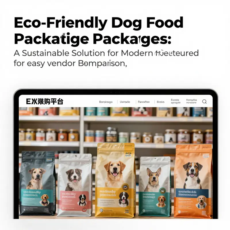 Showcasing diverse options of recyclable and biodegradable dog food packaging.