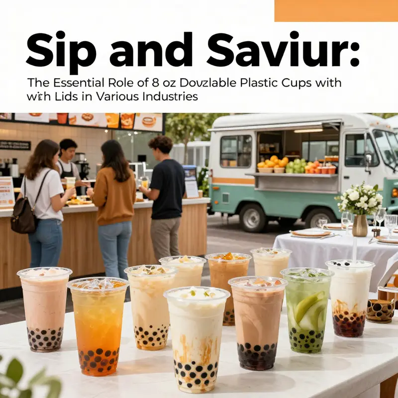 A detailed view of the disposable 8 oz straight plastic cups, illustrating their quality and features.