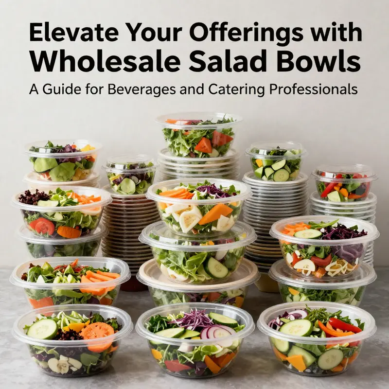 A selection of disposable plastic salad bowls ideal for high-volume food service operations.